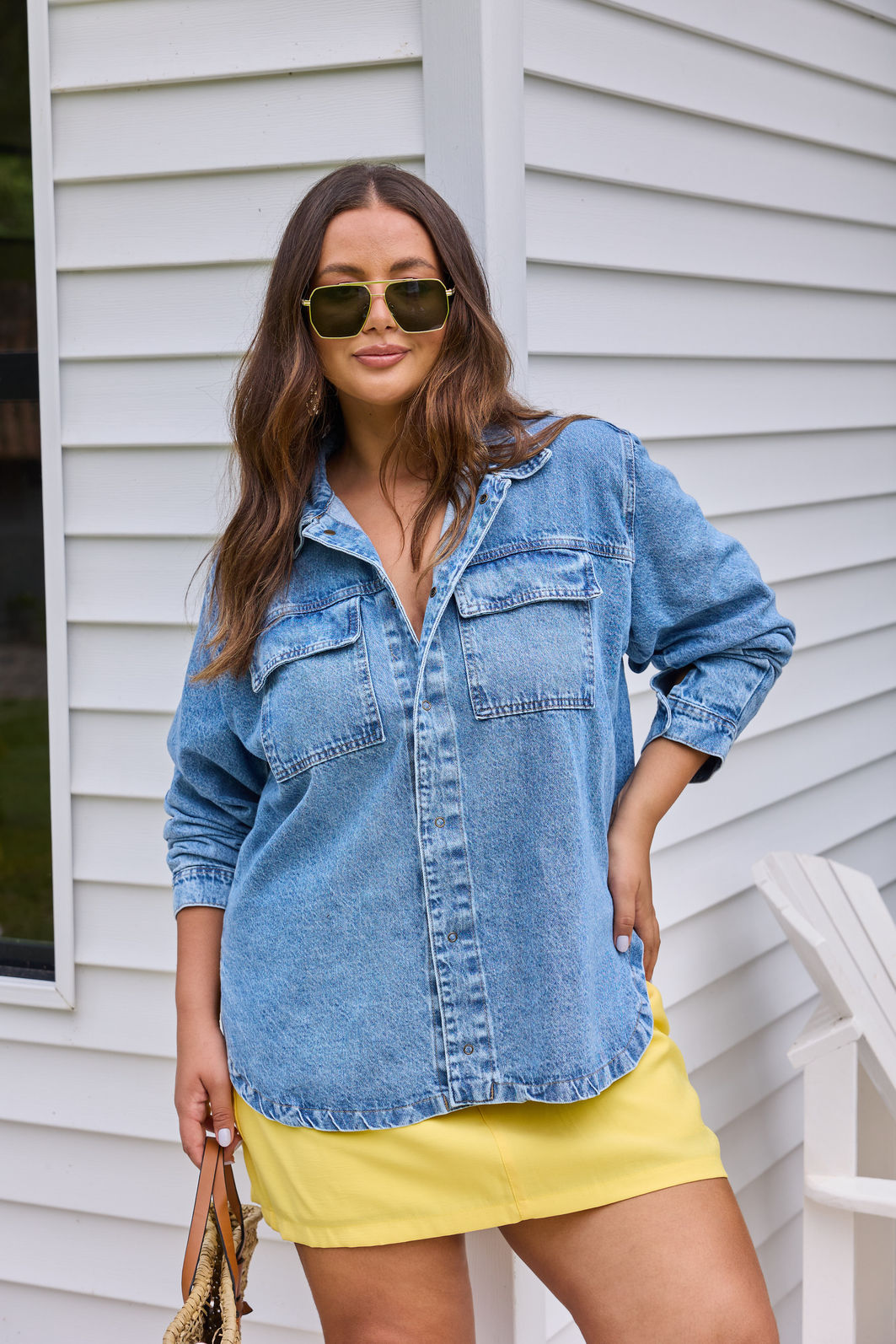 Camisa Jeans Plus Size Vick