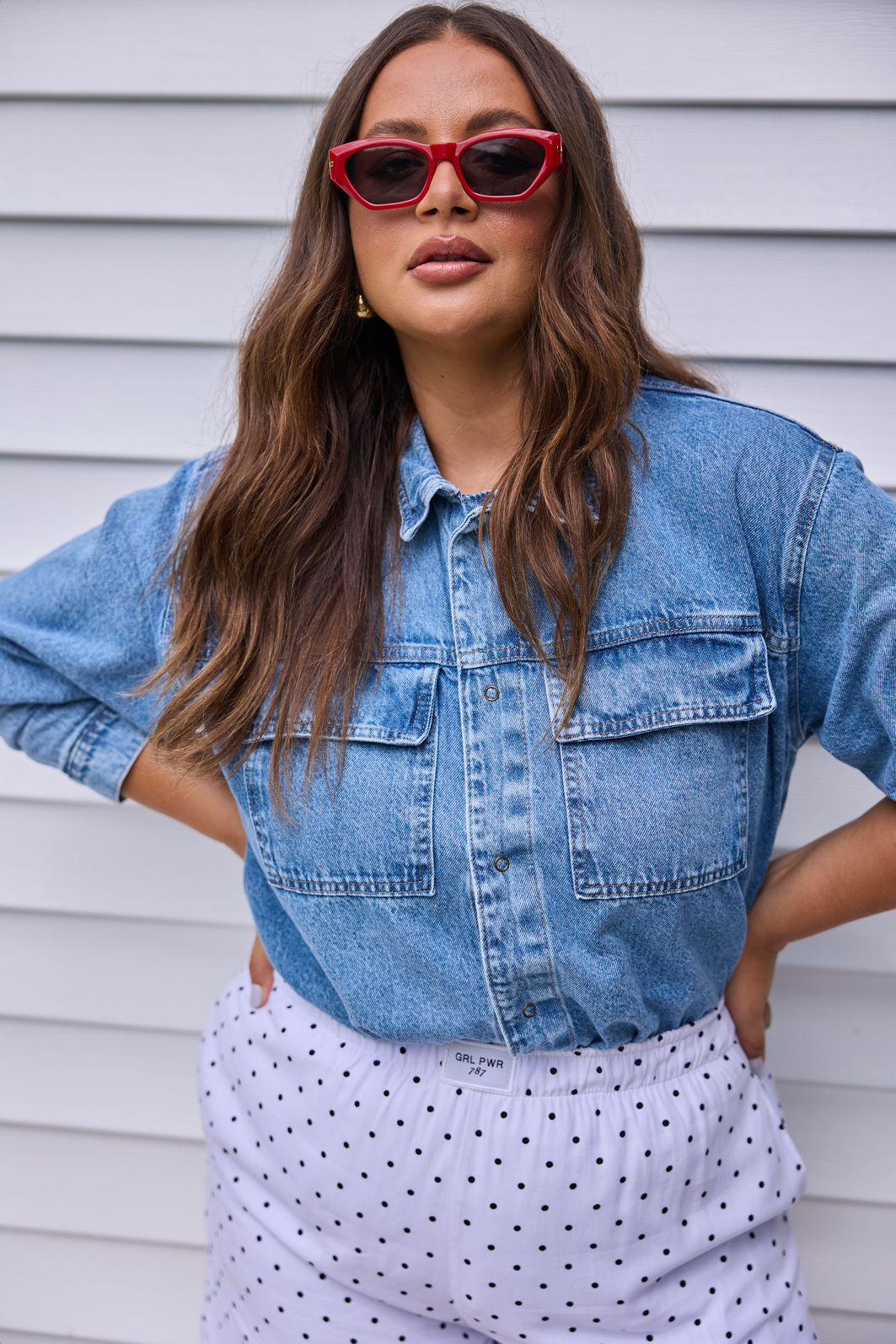 Camisa Jeans Plus Size Vick