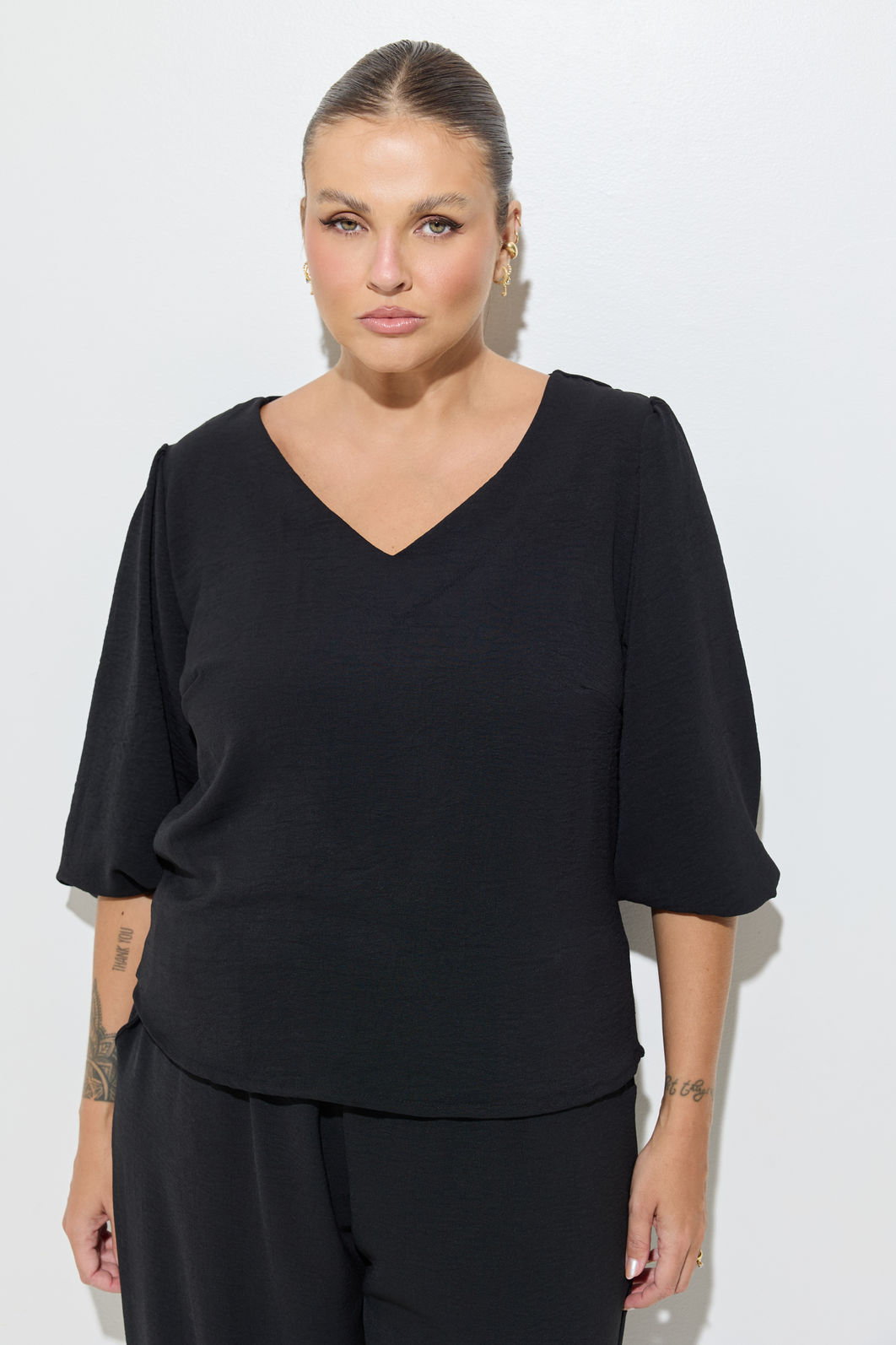 Blusa Crepe Preta Blusa Crepe Preta