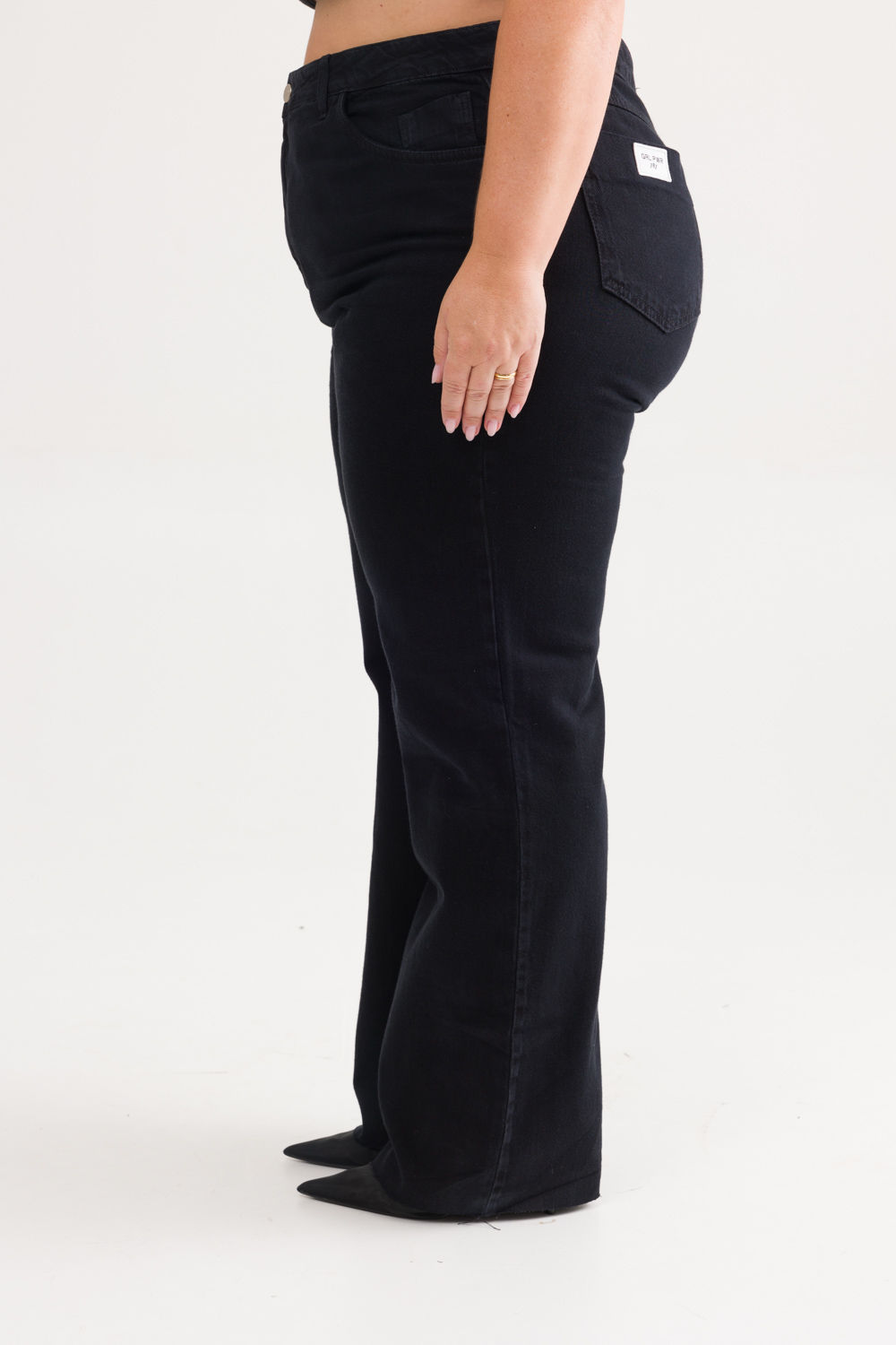 Calça Jeans Wide Leg Plus Size Preta