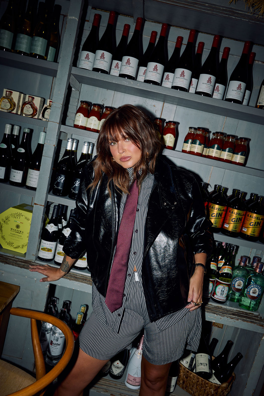 Camisa Alfaiataria Ellen Listrada Preta