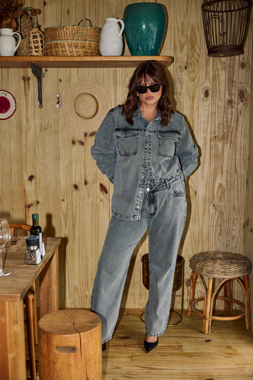 Calça Jeans Cintura Cruzada Plus Size Paloma