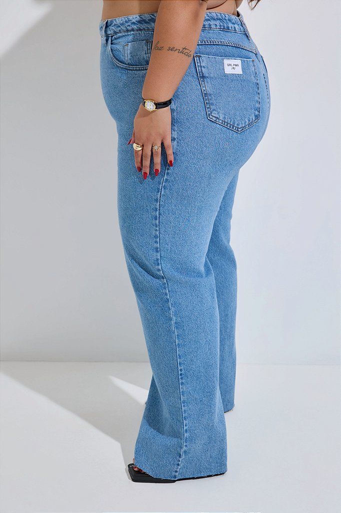 Calça Jeans Wide Leg Plus Size Sandra