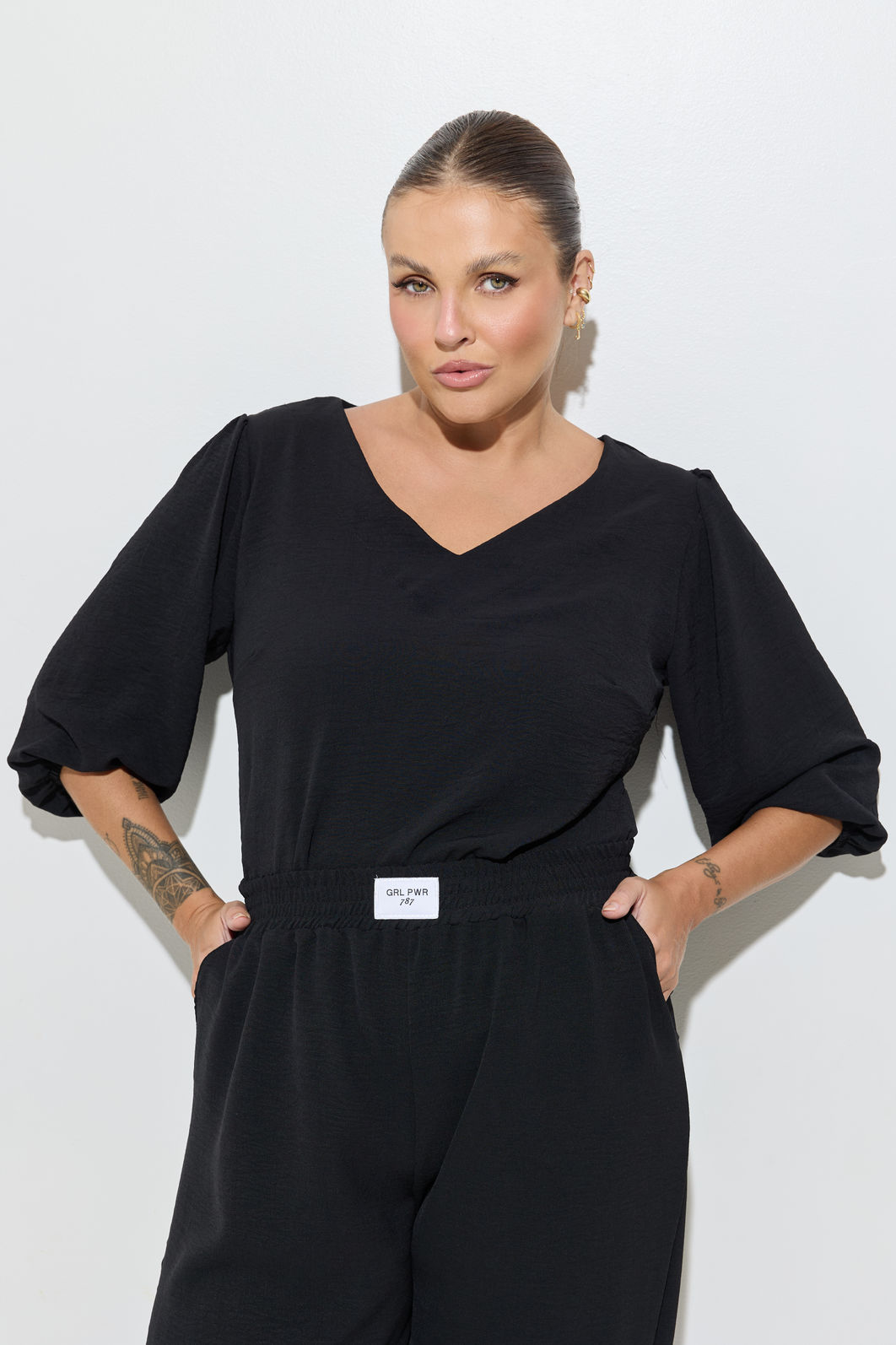 Blusa Crepe Preta Blusa Crepe Preta