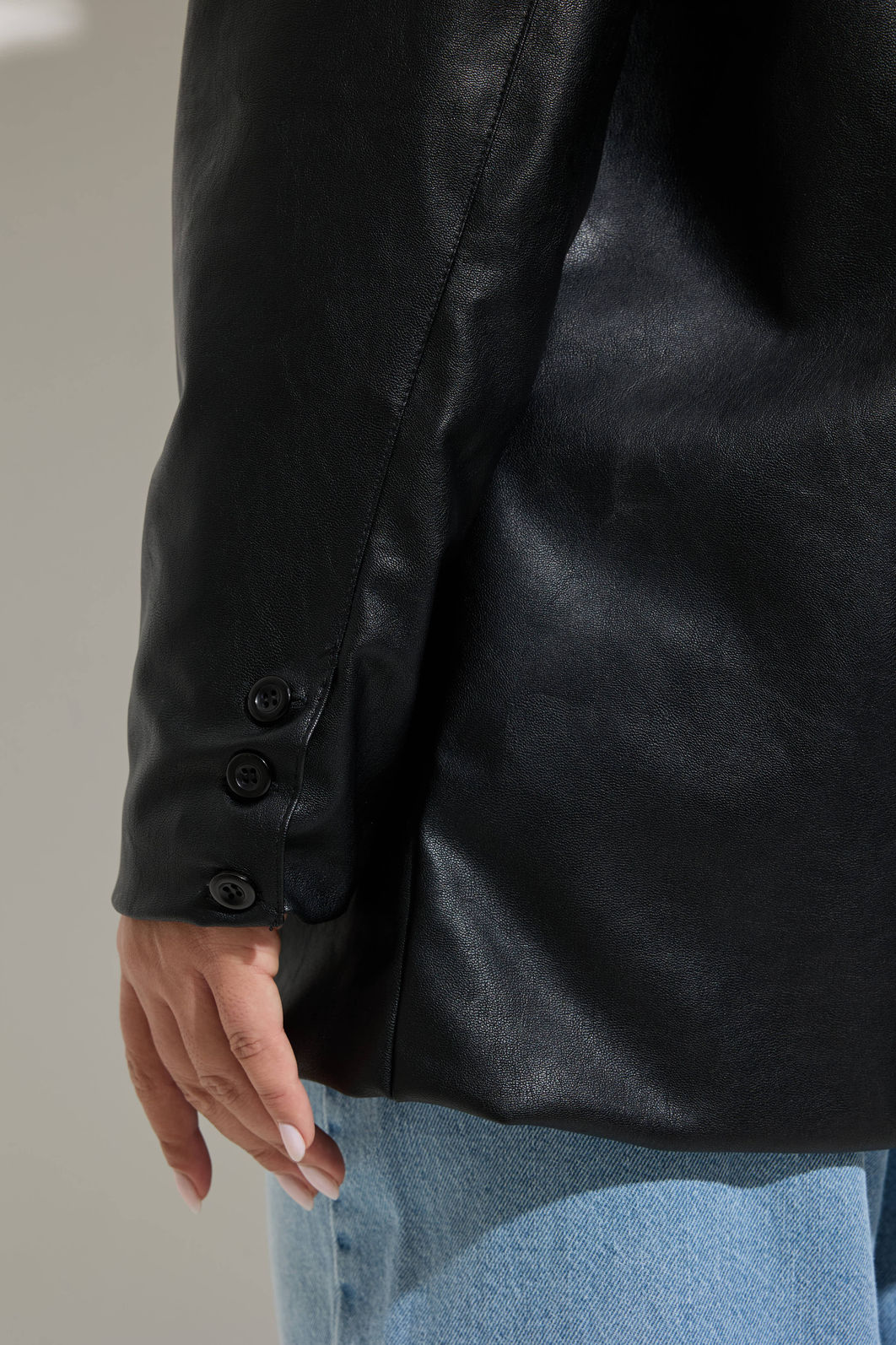 Blazer Efeito Couro Preto Blazer Efeito Couro Preto