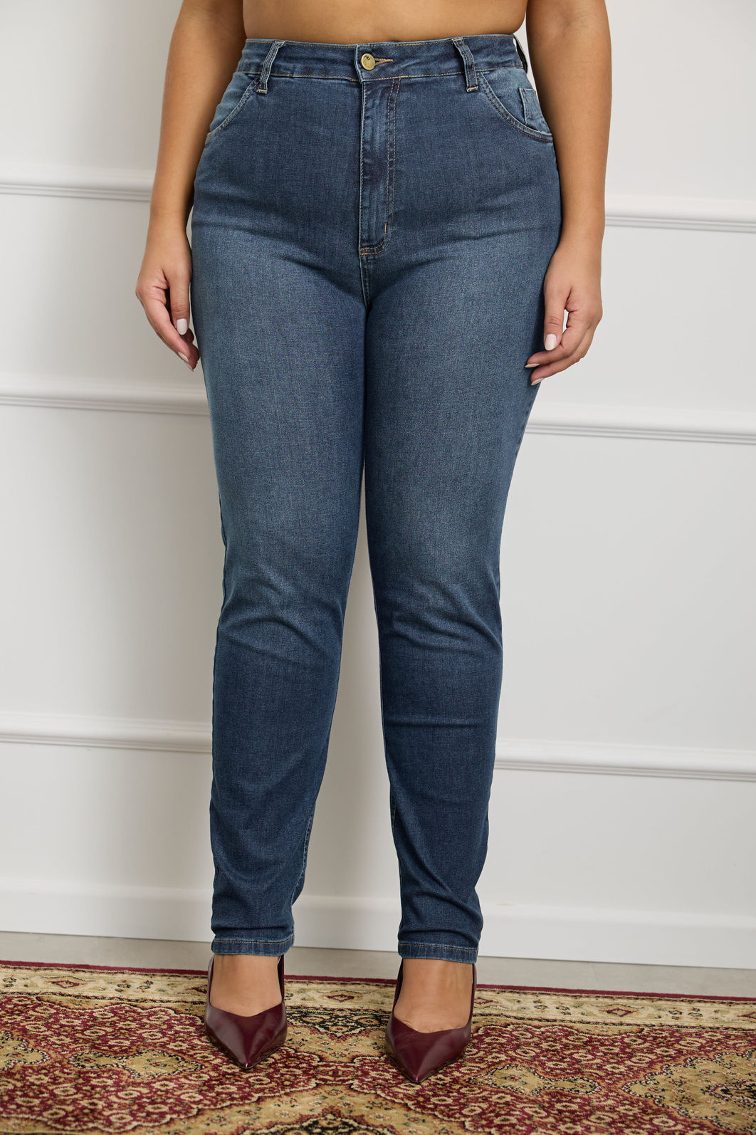Calça Jeans Reta Com Elastano Plus Size Laissa