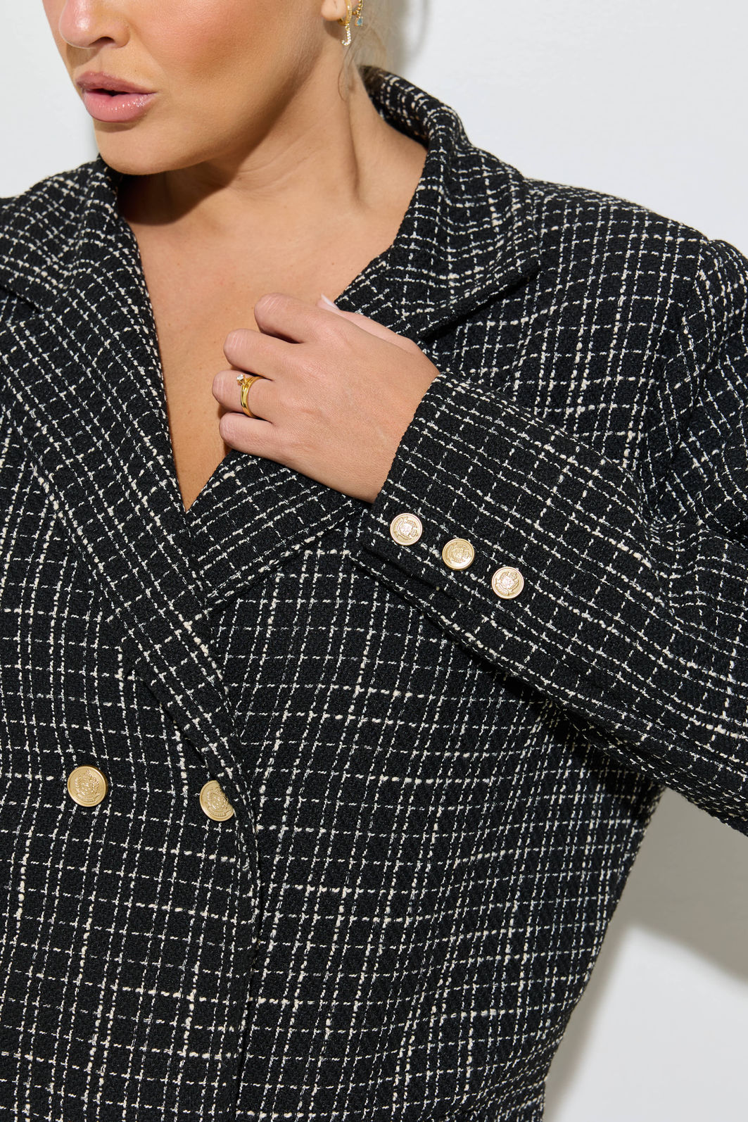 Blazer Alfaiataria Tweed Xadrez Blazer Alfaiataria Tweed Xadrez