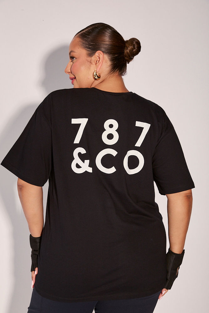 Camiseta Fitness Plus Size 787&CO Preta