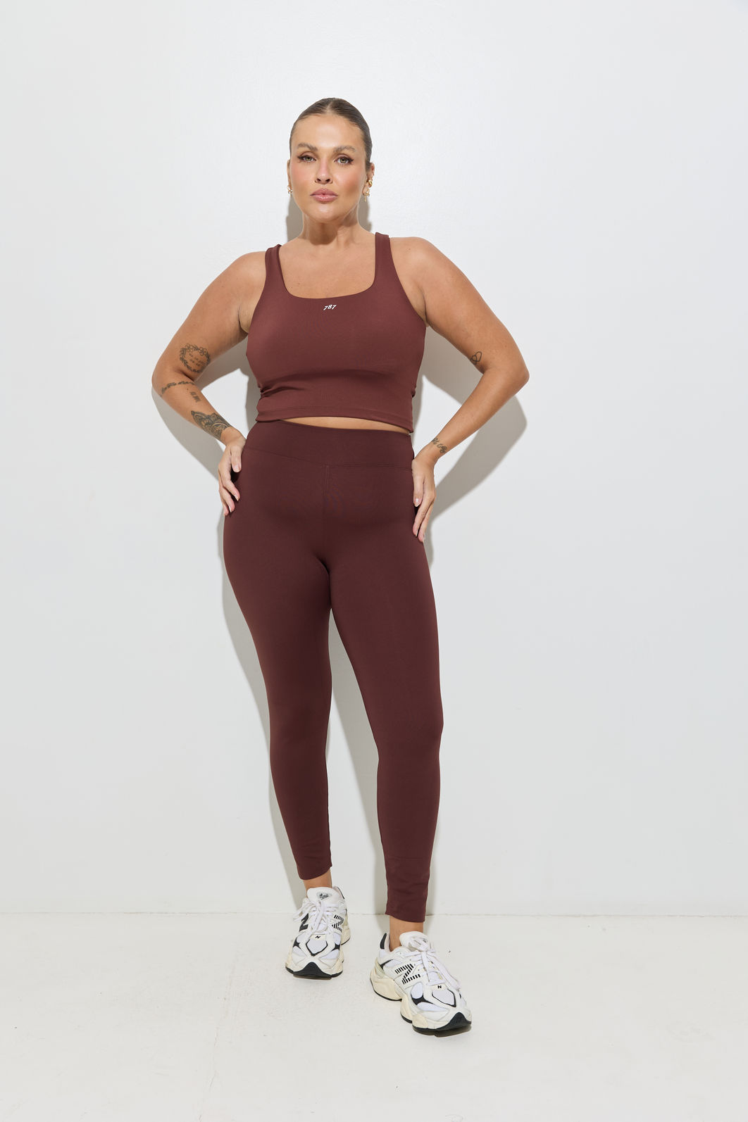 Top Cropped Fitness Plus Size Mocha