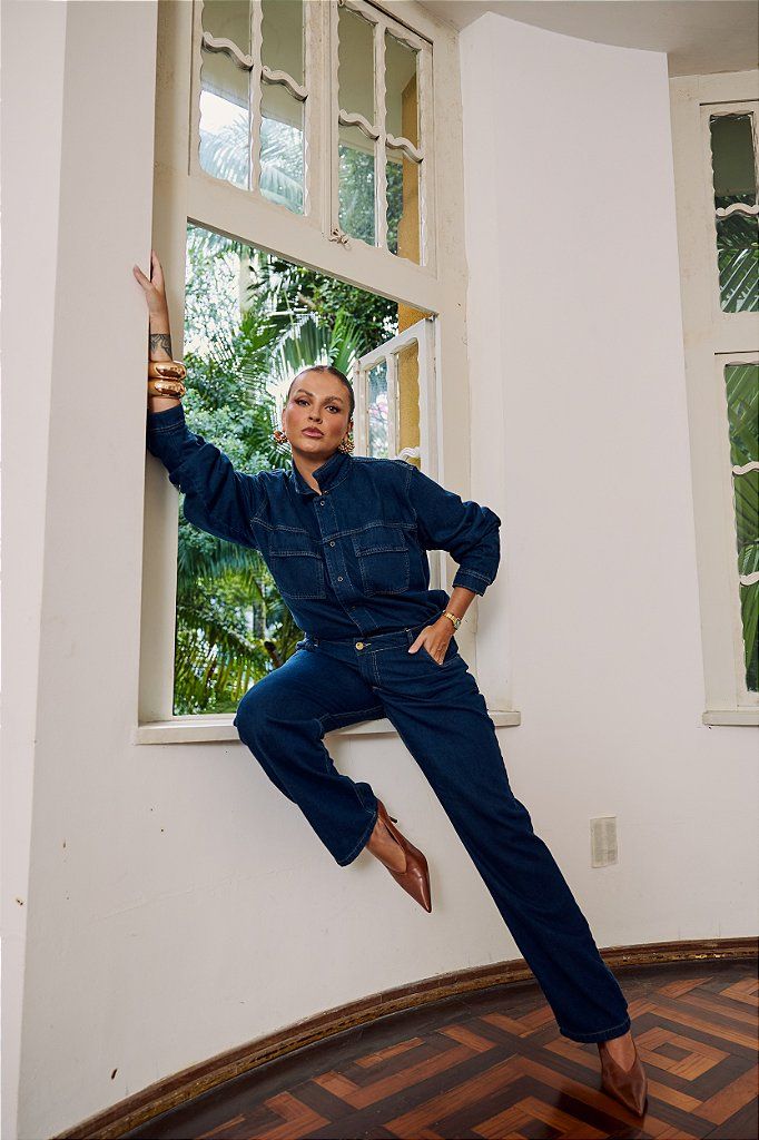 Calça Jeans Cintura Cruzada Plus Size Maria Laura