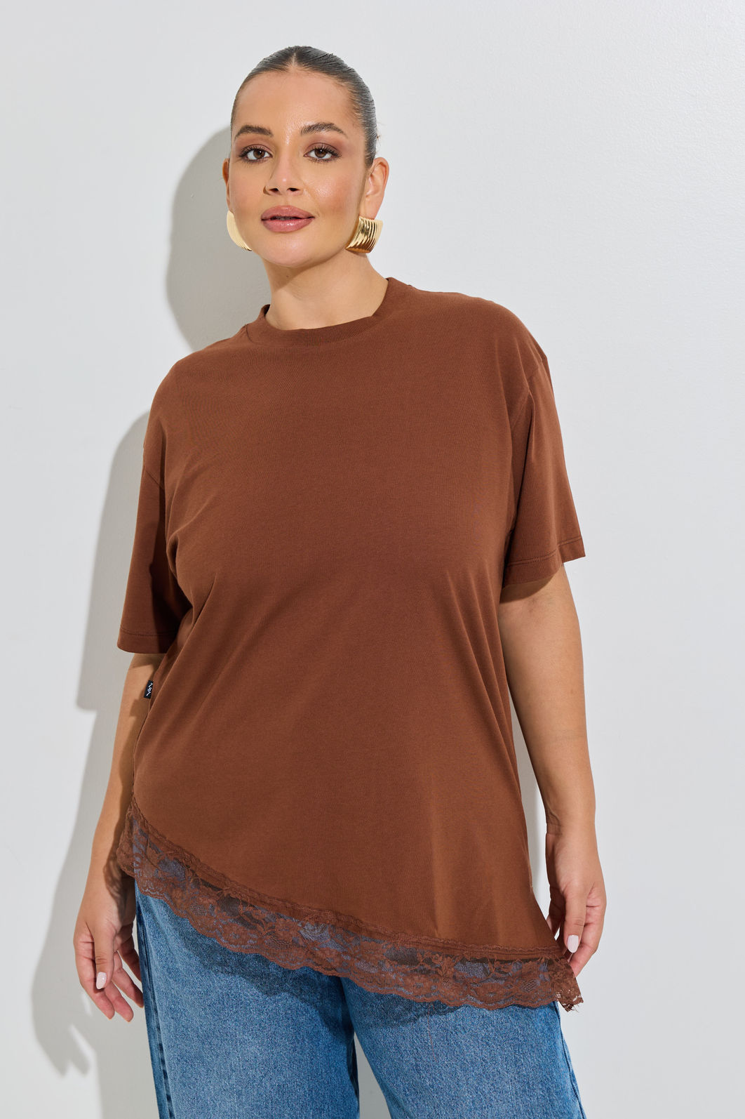 Blusa Rosana Com Renda Marrom Blusa Rosana Com Renda Marrom