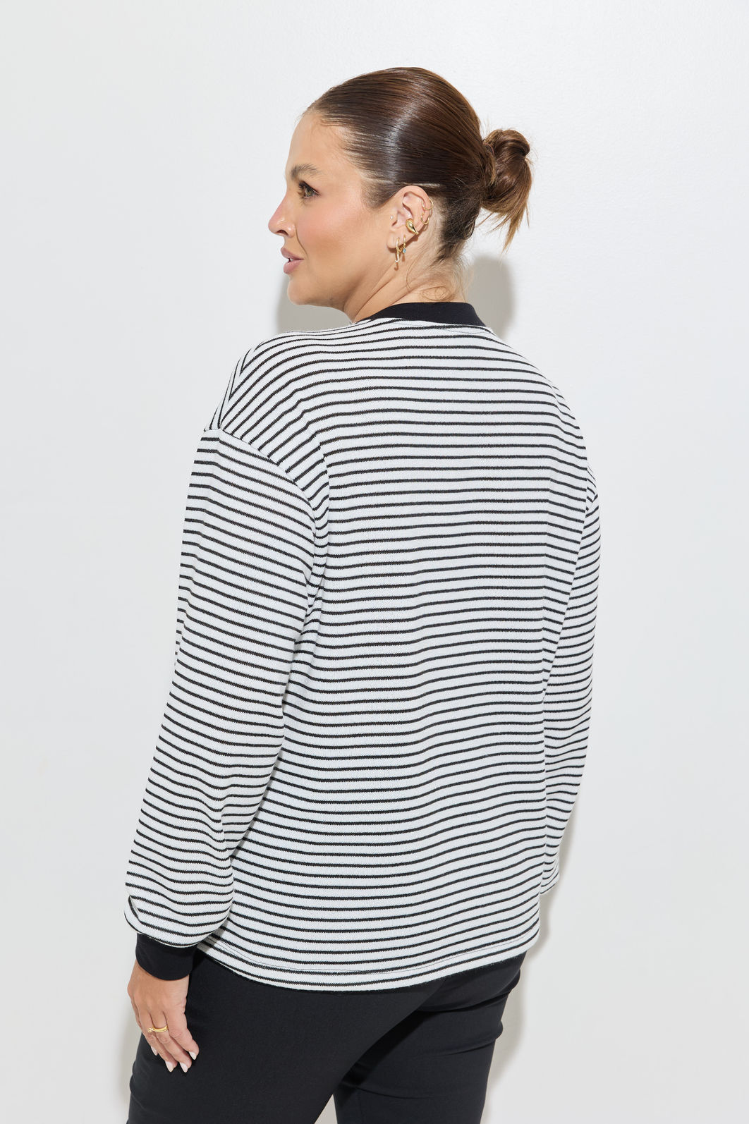 Blusa Cecilia Manga Longa Tricot Listrado Blusa Cecilia Manga Longa Tricot Listrado