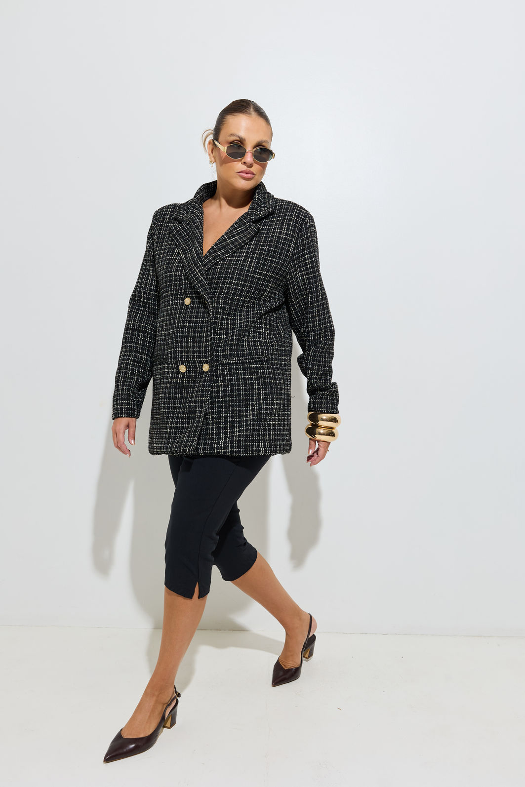 Blazer Alfaiataria Tweed Xadrez Blazer Alfaiataria Tweed Xadrez