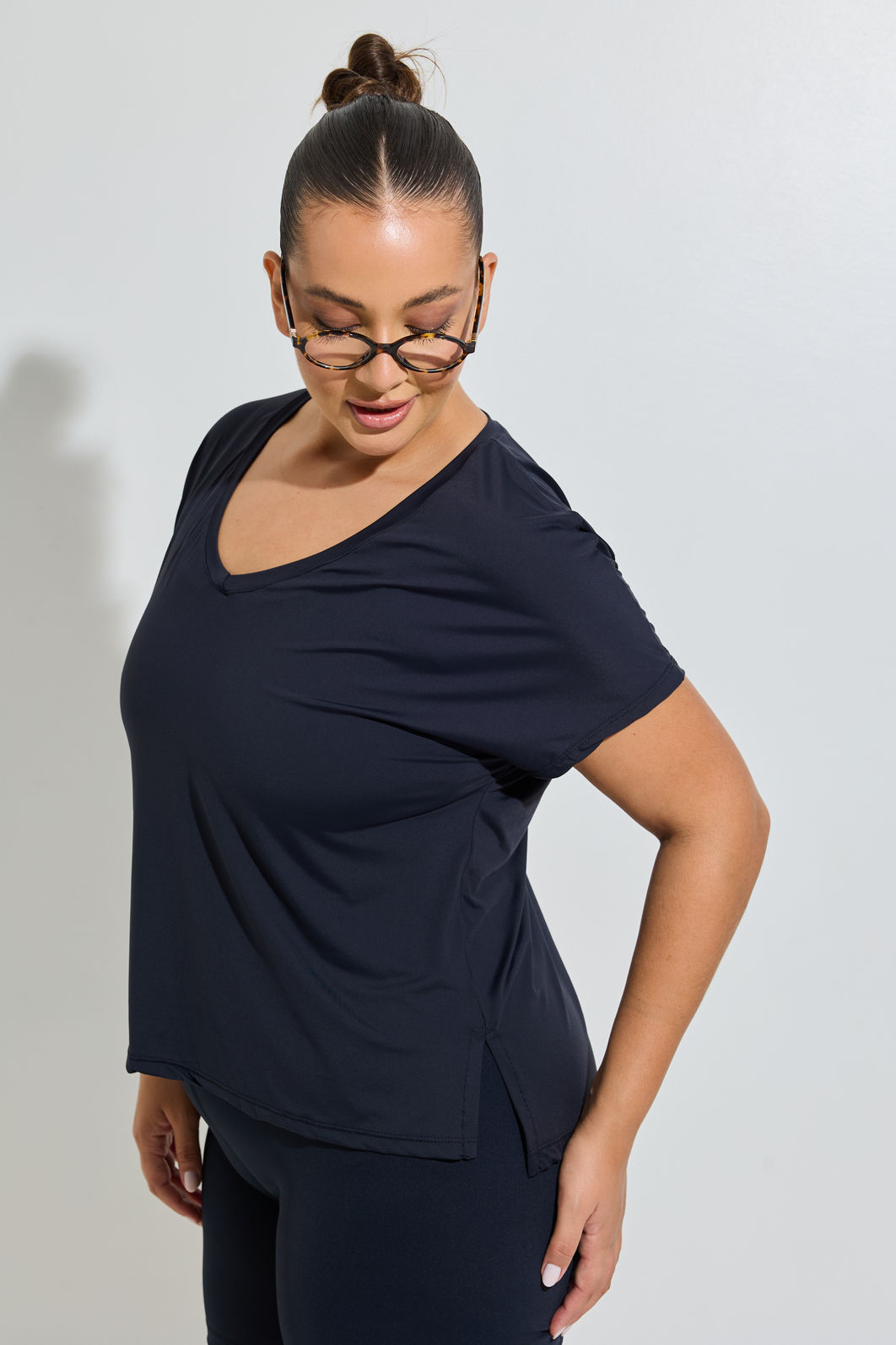 Blusa Fitness Decote V Tech Preta Blusa Fitness Decote V Tech Preta