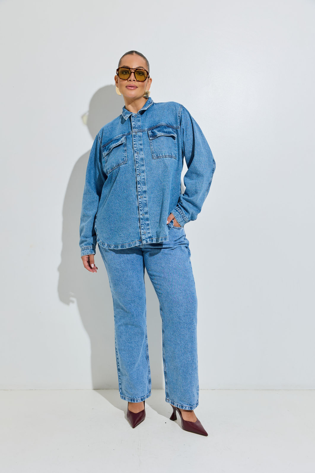 Camisa Jeans Plus Size Vick