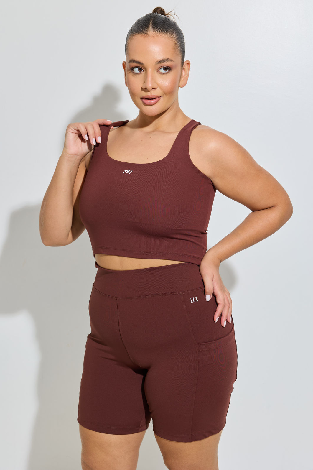 Top Cropped Fitness Plus Size Mocha Top Cropped Fitness Plus Size Mocha