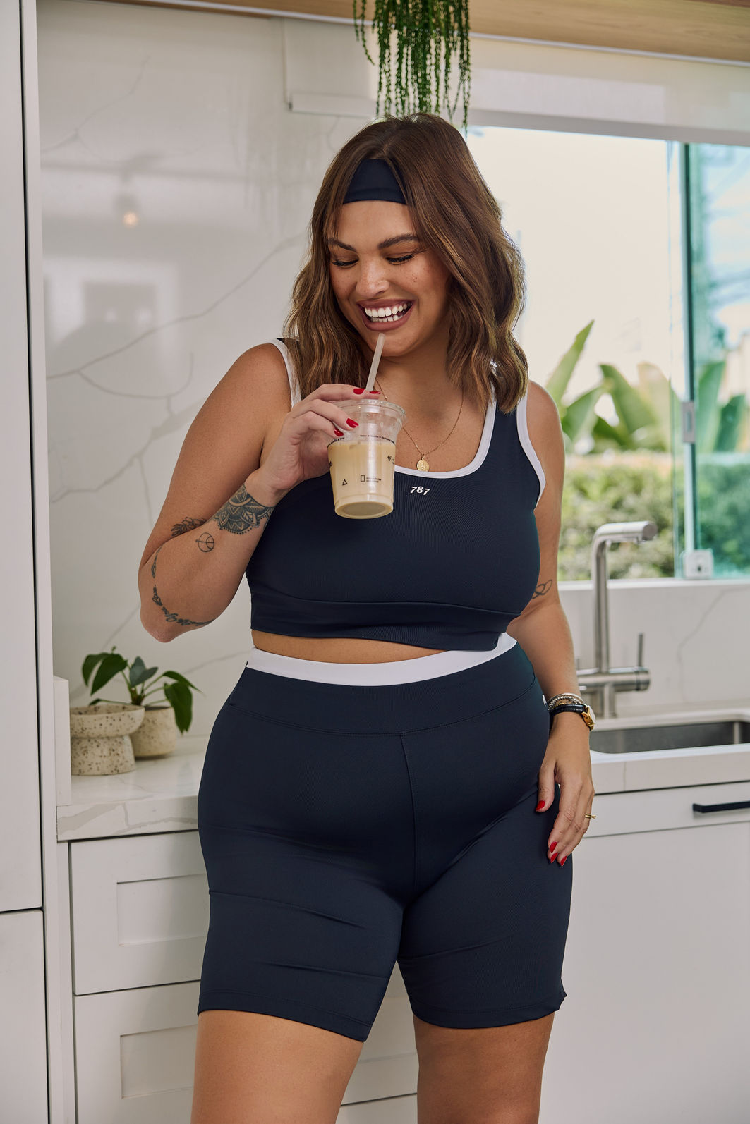 Top Fitness Plus Size Duo Preto e Branco