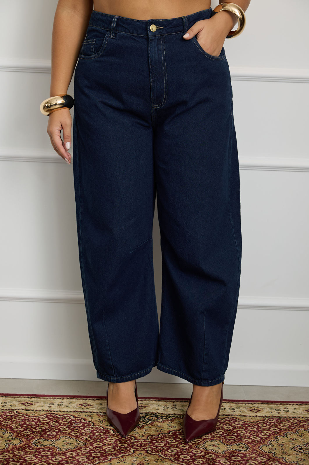 Calça Jeans Plus Size Barrel Maria Laura Calça Jeans Plus Size Barrel Maria Laura