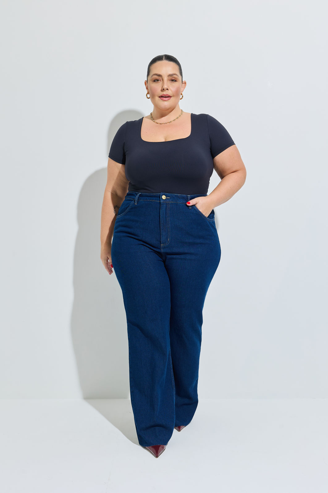 Calça Jeans Wide Leg Plus Size Maria Laura