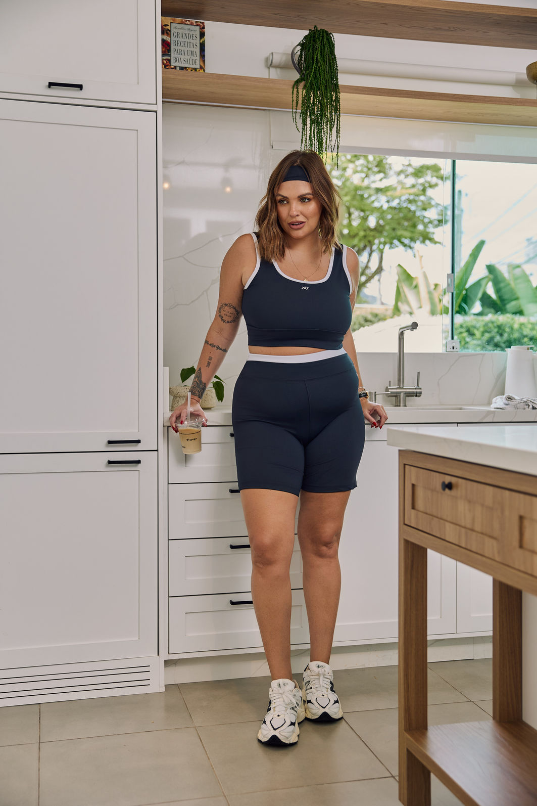 Top Fitness Plus Size Duo Preto e Branco