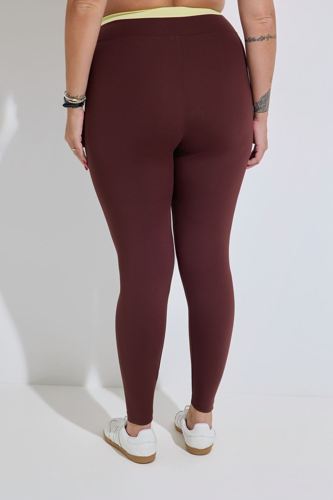 Legging Fitness Plus Size Duo Marrom e Amarelo
