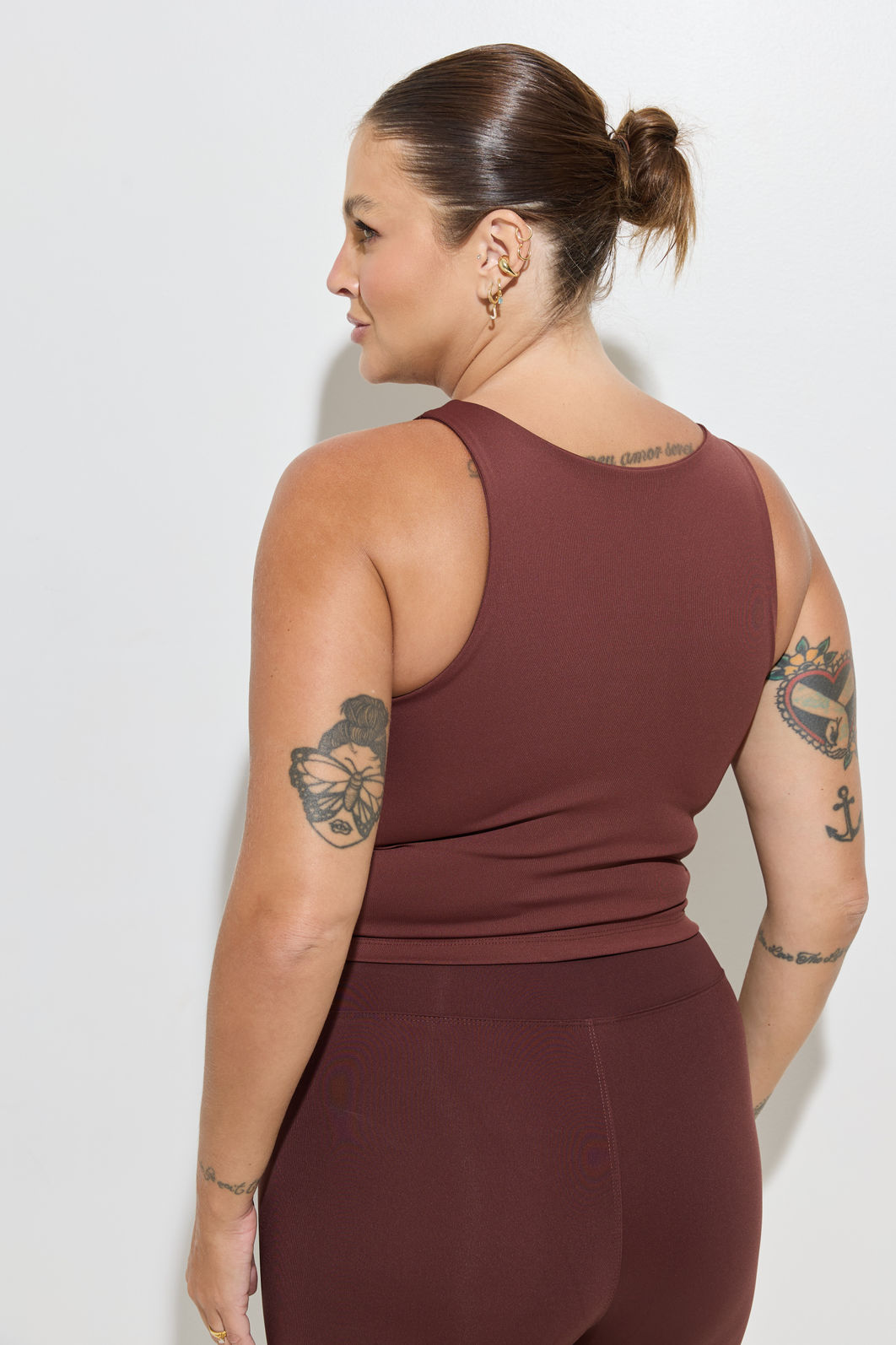 Top Cropped Fitness Plus Size Mocha