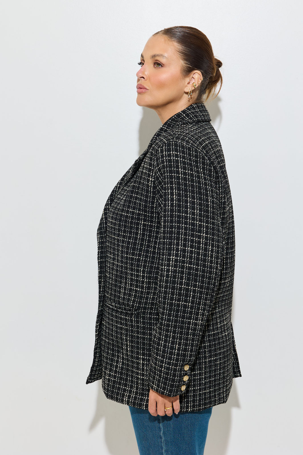 Blazer Alfaiataria Tweed Xadrez Blazer Alfaiataria Tweed Xadrez