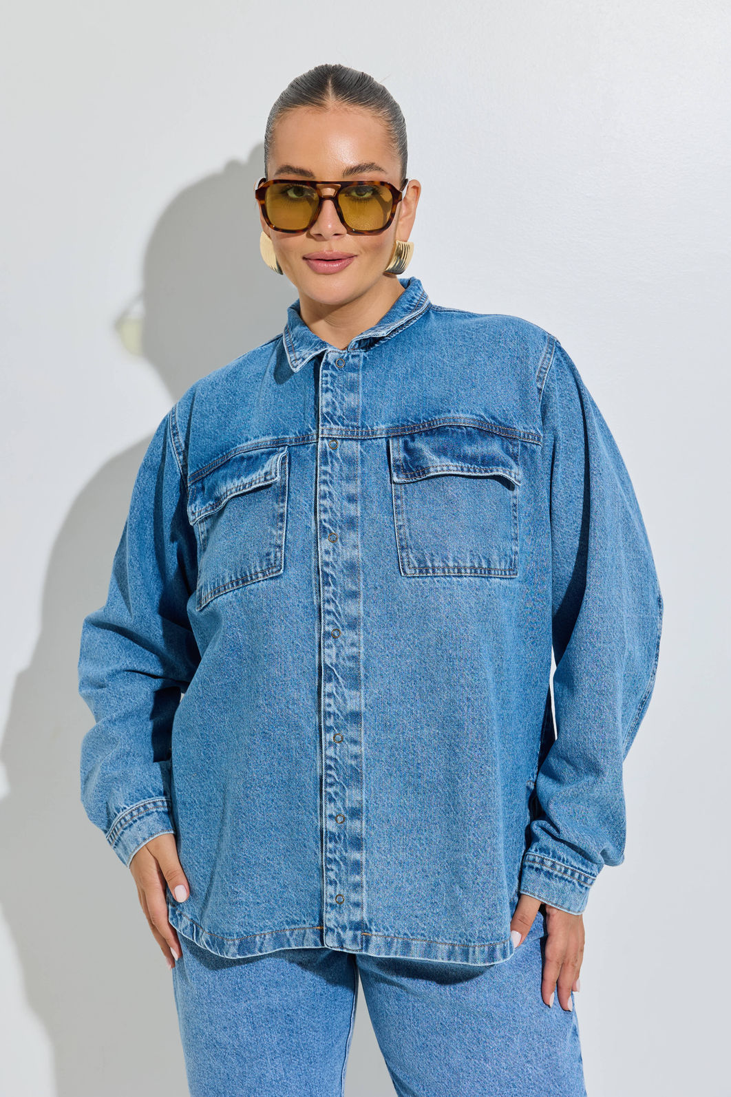 Camisa Jeans Plus Size Vick