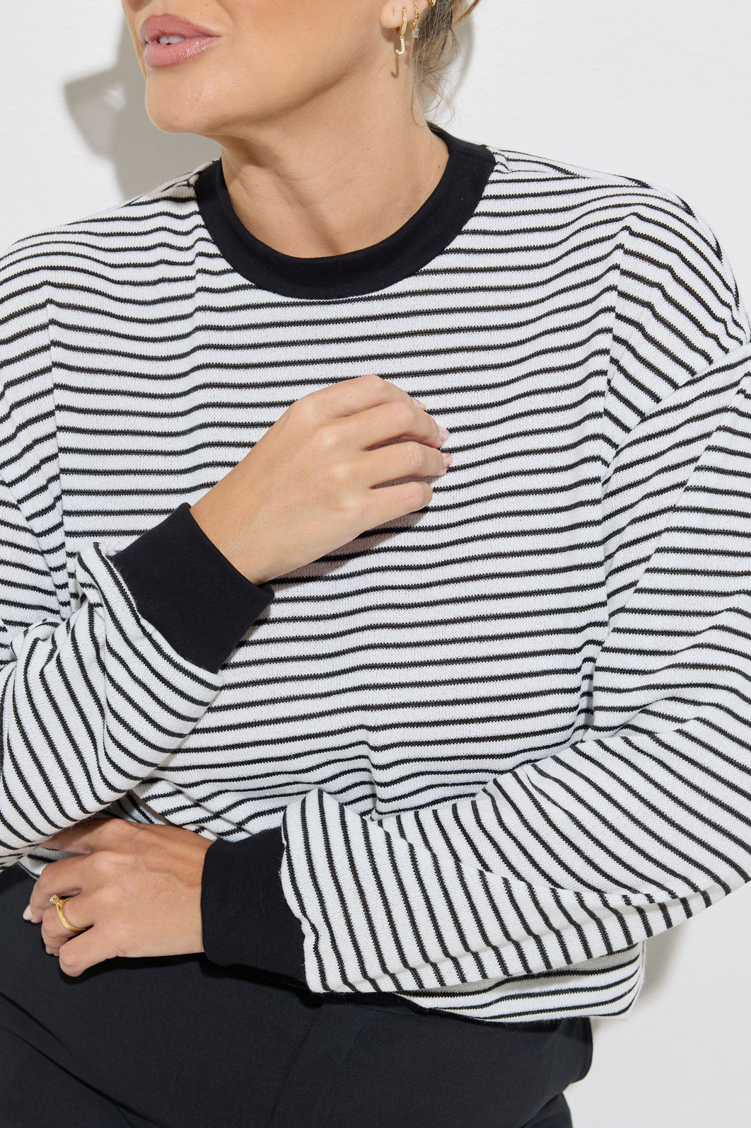 Blusa Cecilia Manga Longa Tricot Listrado Blusa Cecilia Manga Longa Tricot Listrado
