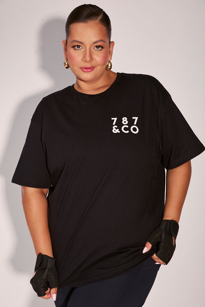 Camiseta Fitness Plus Size 787&CO Preta