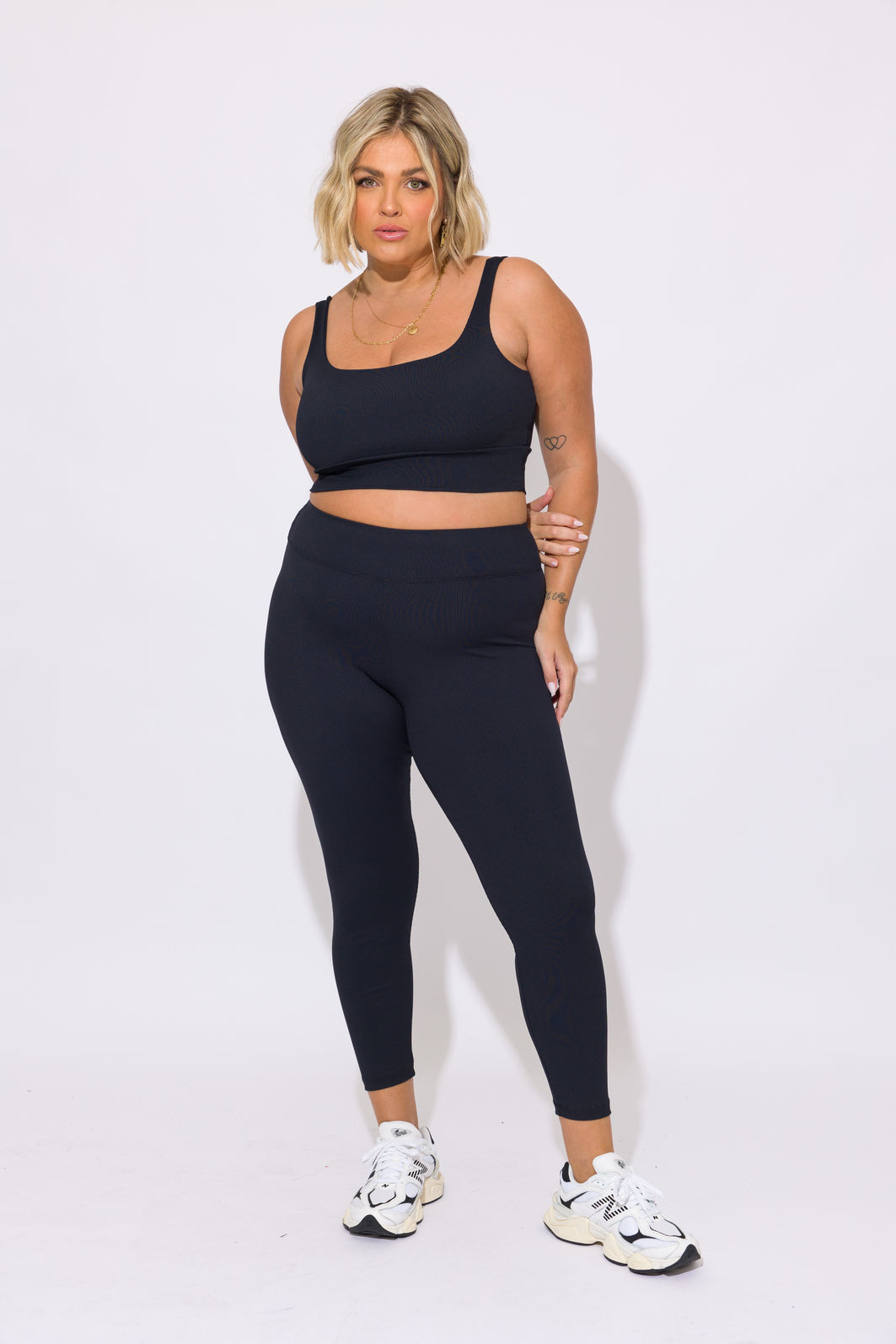 Top Fitness Plus Size Canelado Preto