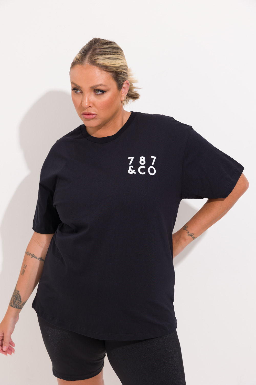 Camiseta Fitness Plus Size 787&CO Preta