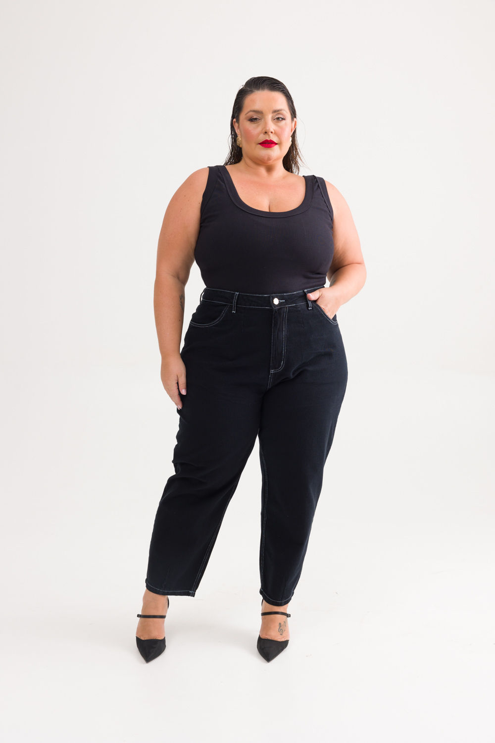Calça Jeans Baggy Plus Size Gabi Berri