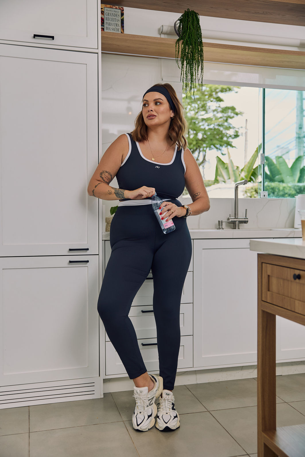 Top Fitness Plus Size Duo Preto e Branco
