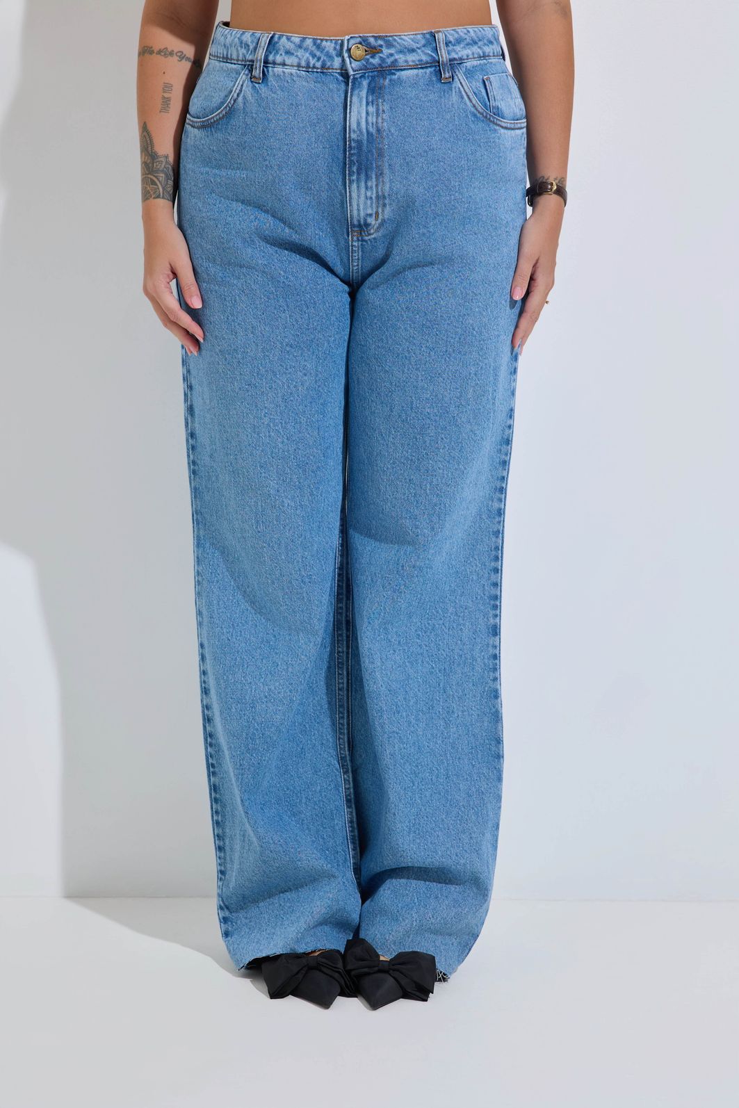 Calça Jeans Wide Leg Plus Size Sandra