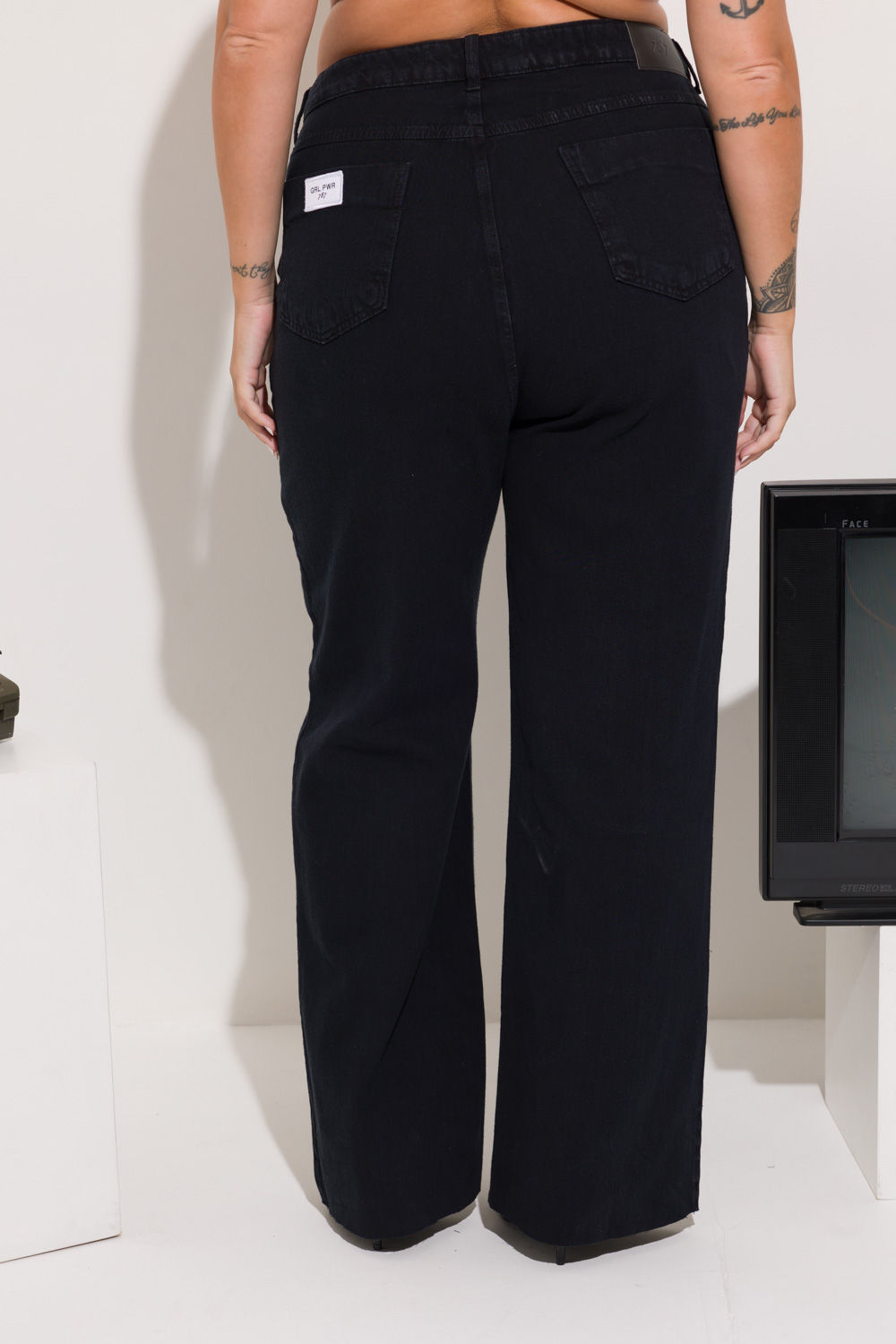 Calça Jeans Wide Leg Plus Size Preta