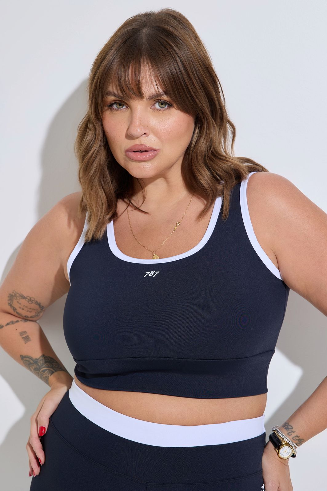 Top Fitness Plus Size Duo Preto e Branco