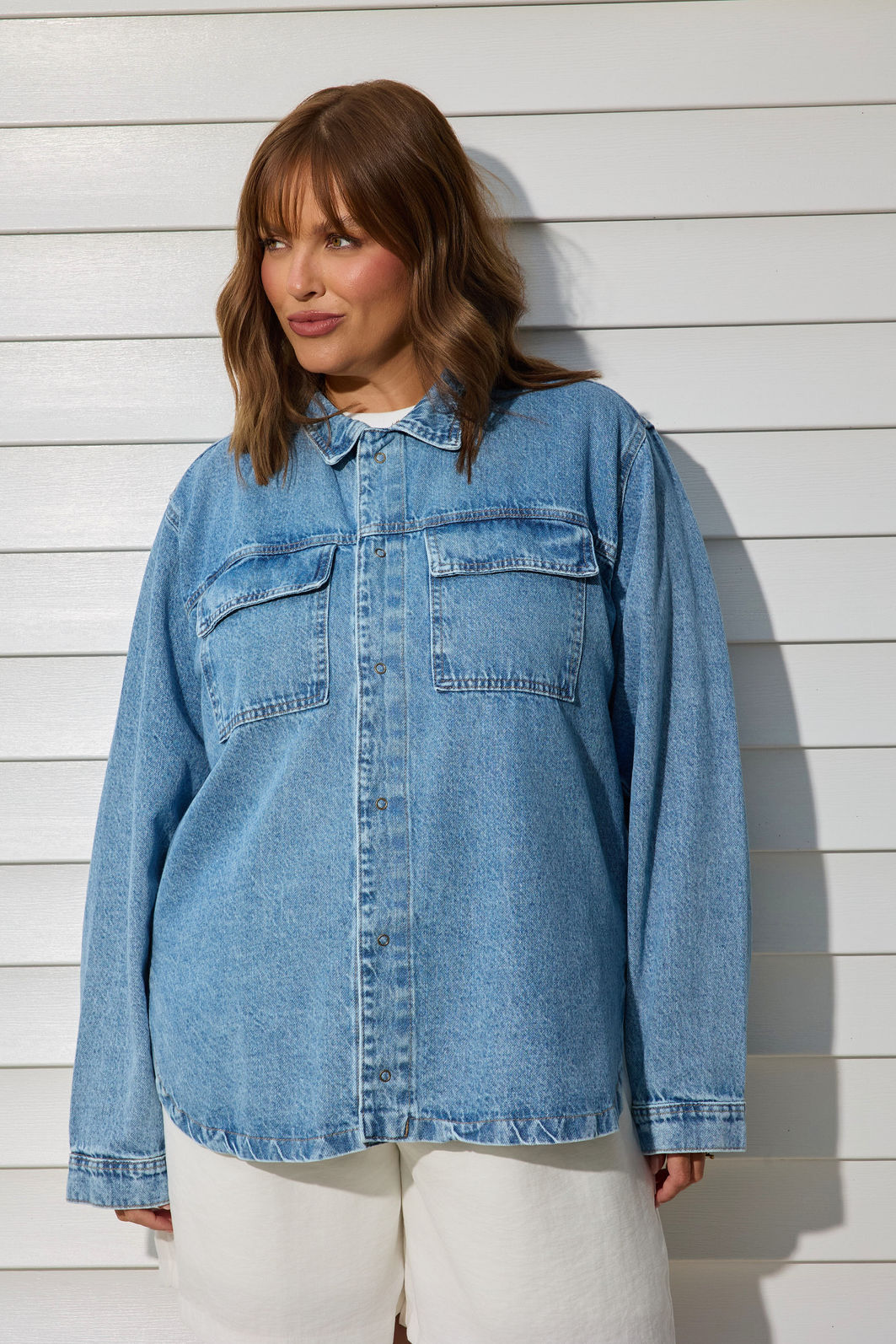Camisa Jeans Plus Size Vick