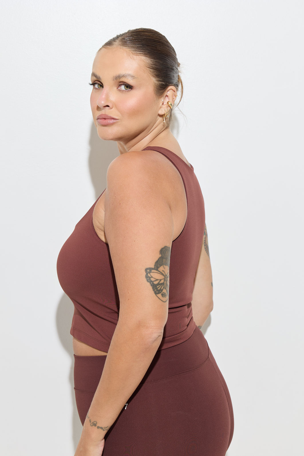 Top Cropped Fitness Plus Size Mocha