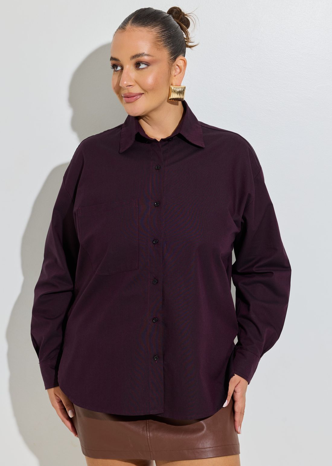 Camisa Alfaiataria Oxford Ameixa