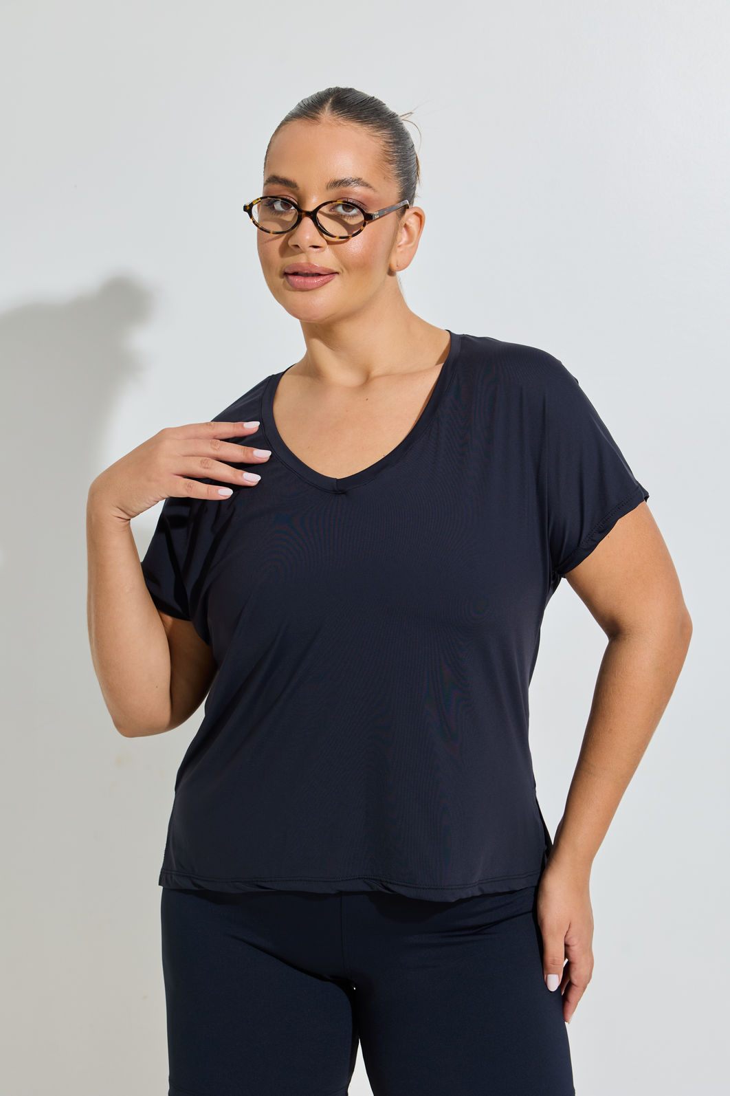 Blusa Fitness Decote V Tech Preta Blusa Fitness Decote V Tech Preta