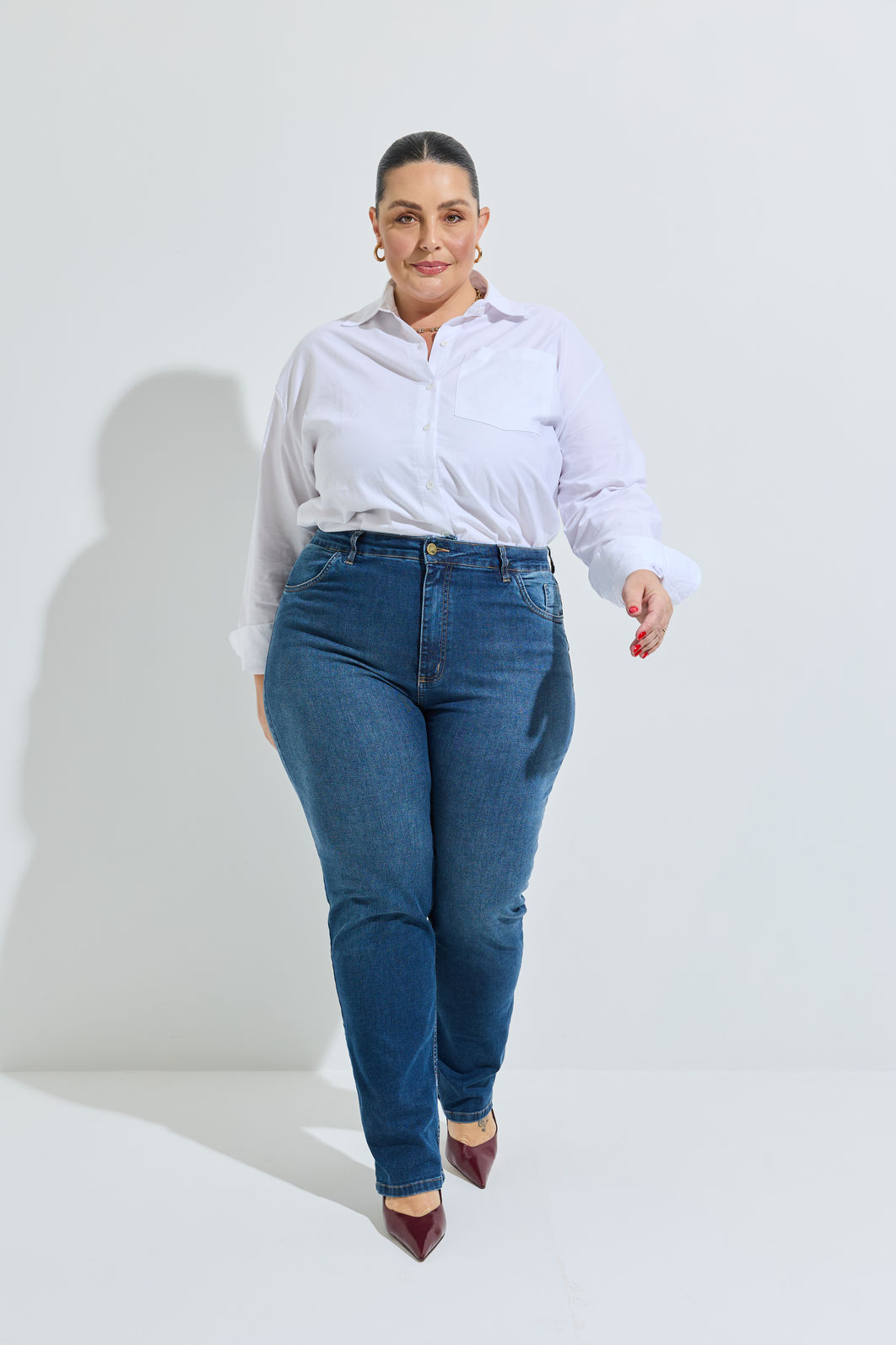 Calça Jeans Reta Com Elastano Plus Size Laissa