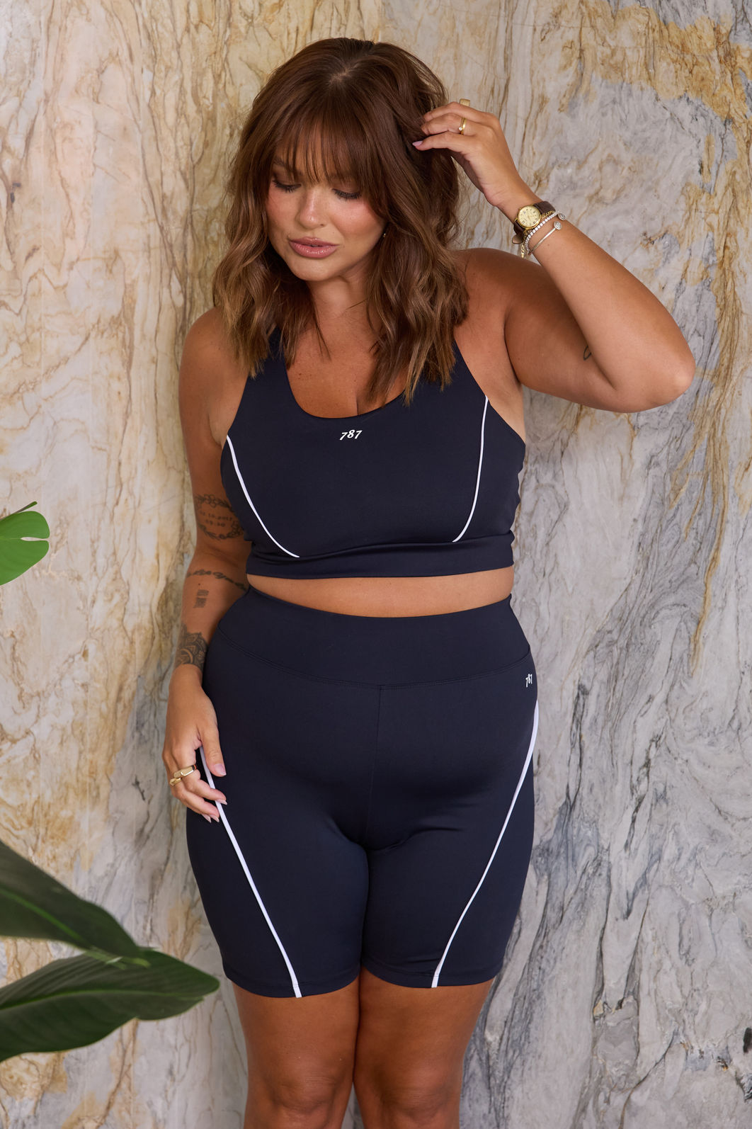 Bermuda Fitness Plus Size Preta e Branca