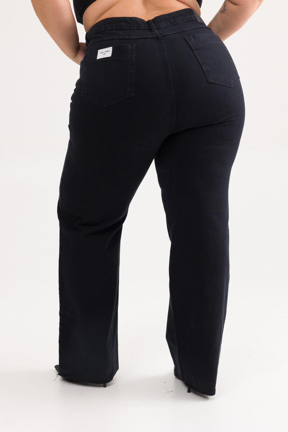 Calça Jeans Wide Leg Plus Size Preta