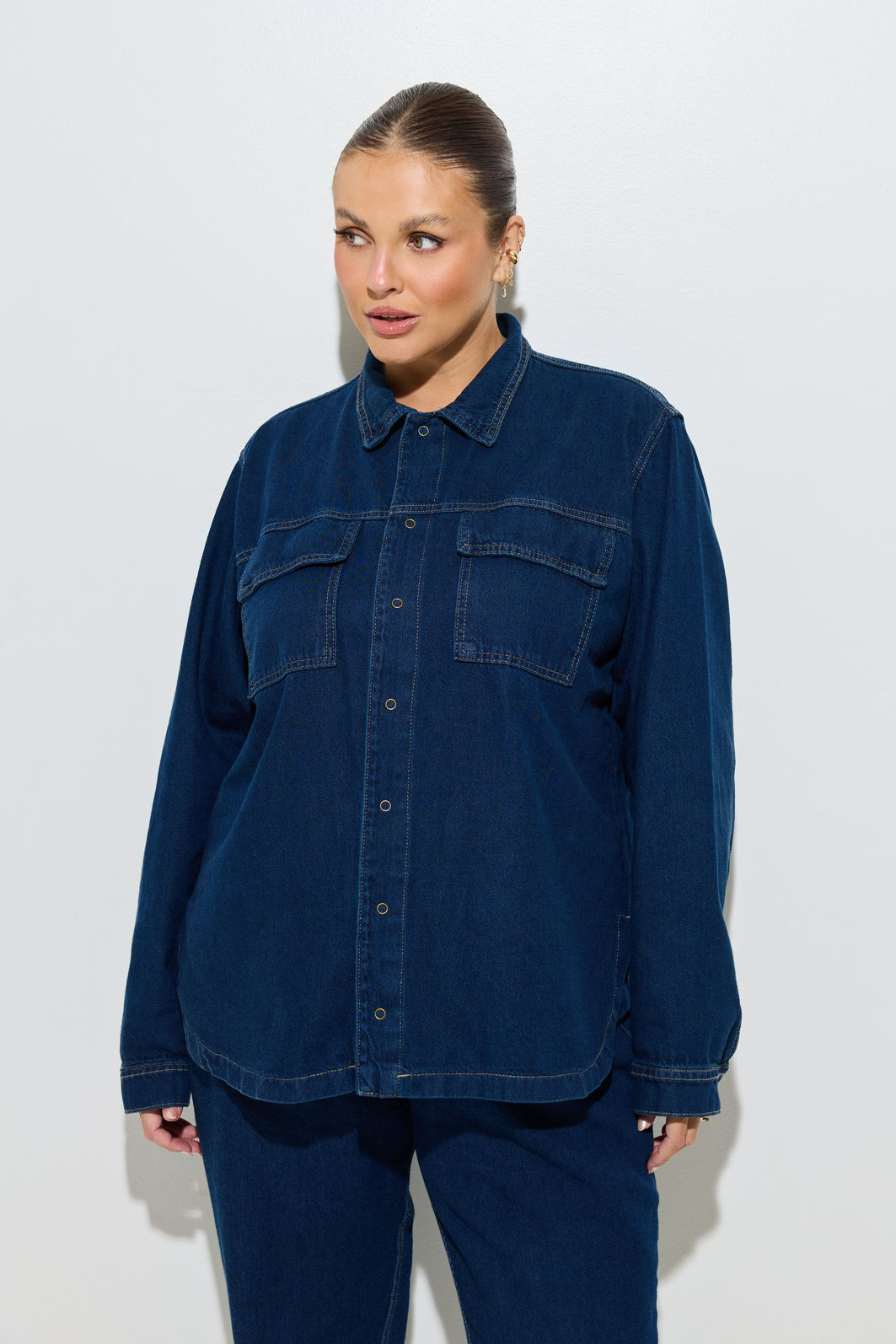 Camisa Jeans Plus Size Maria Laura Camisa Jeans Plus Size Maria Laura