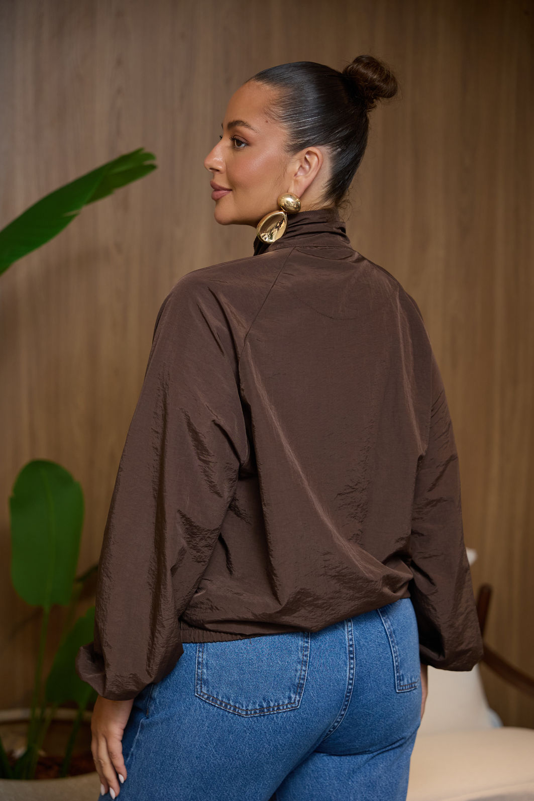 Jaqueta Plus Size Nylon Marrom 787 Shirts