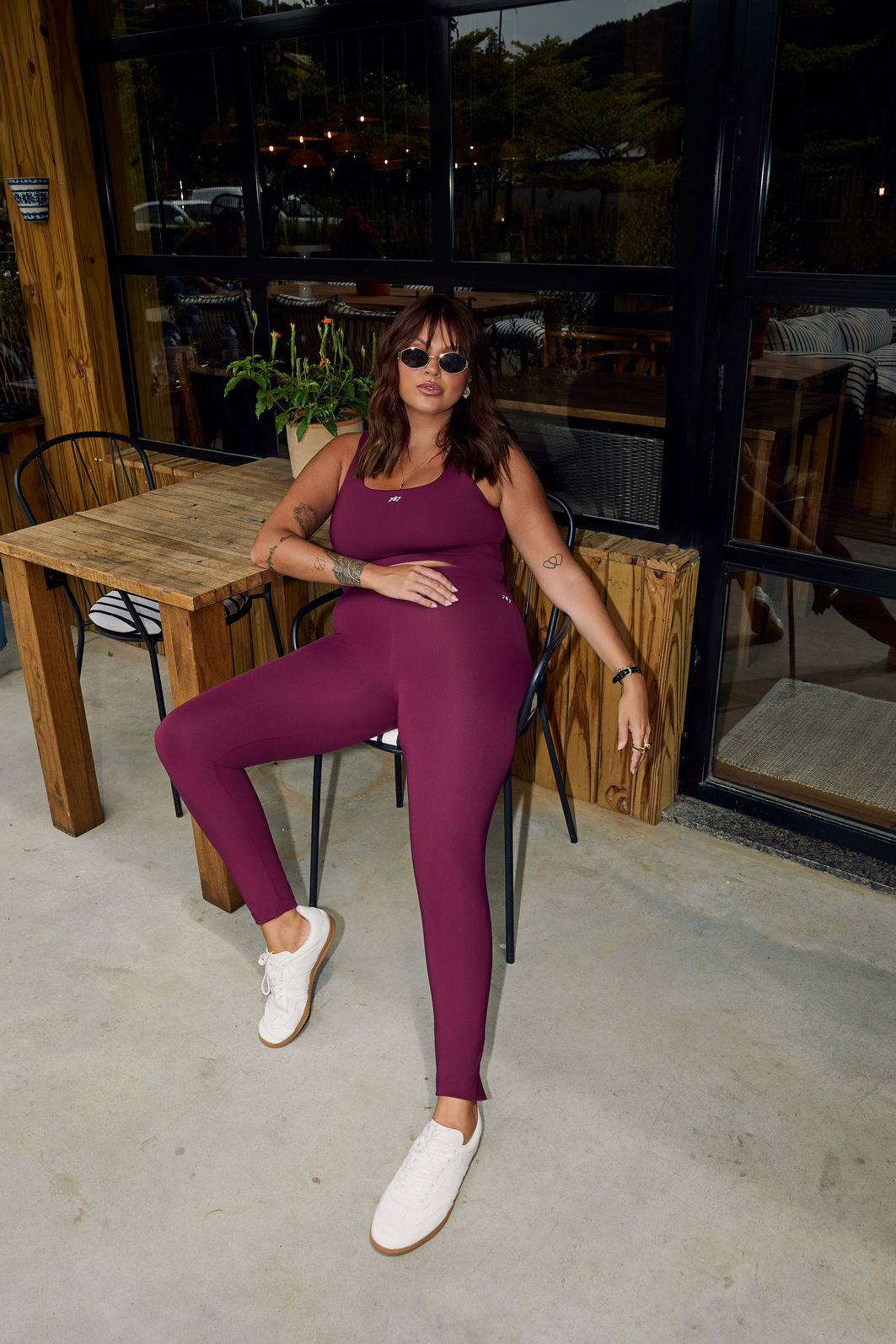 Top Cropped Fitness Plus Size Borgogna