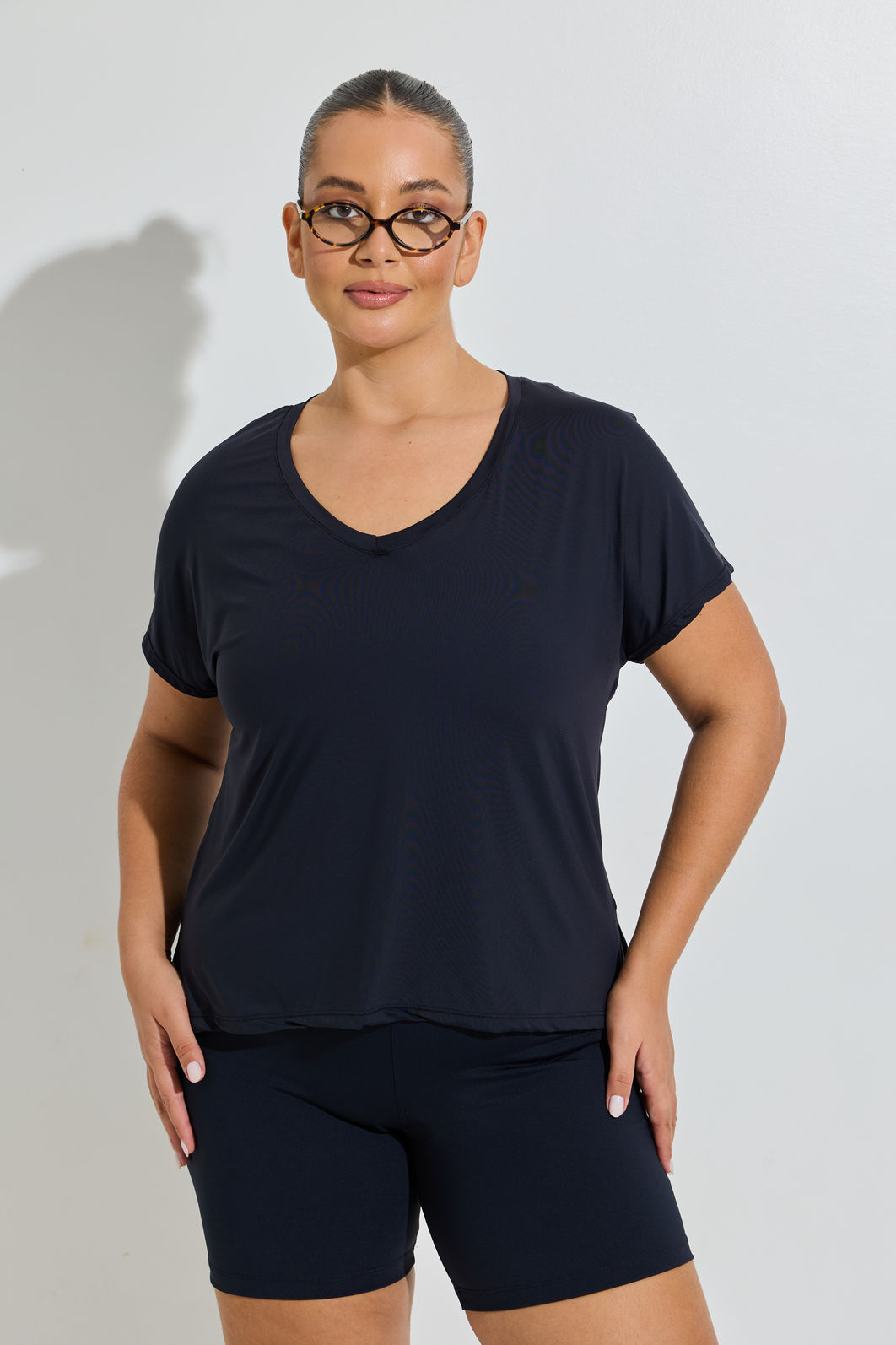 Blusa Fitness Decote V Tech Preta Blusa Fitness Decote V Tech Preta