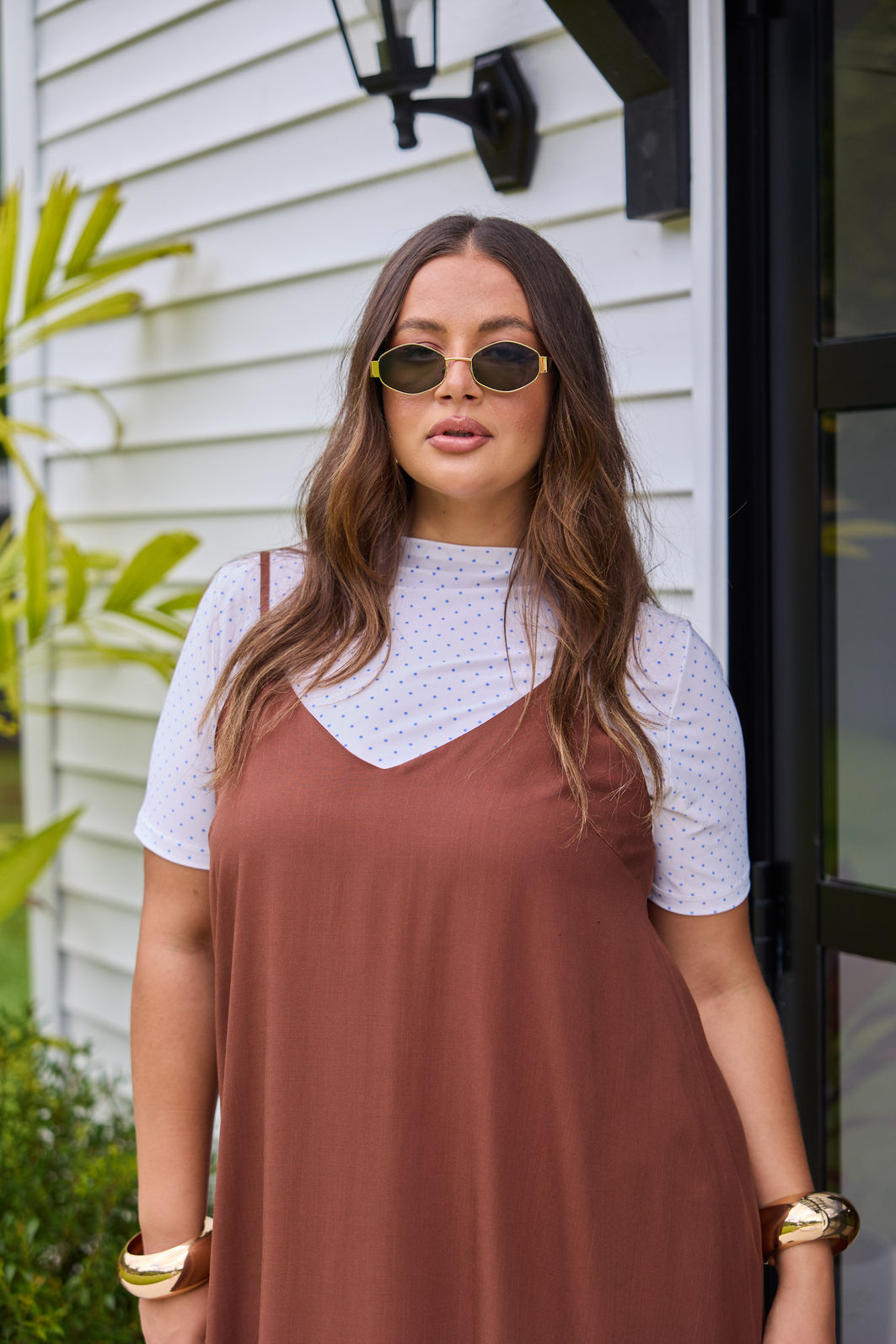Blusa Manoela Manga Curta Poá Off e Azul Blusa Manoela Manga Curta Poá Off e Azul