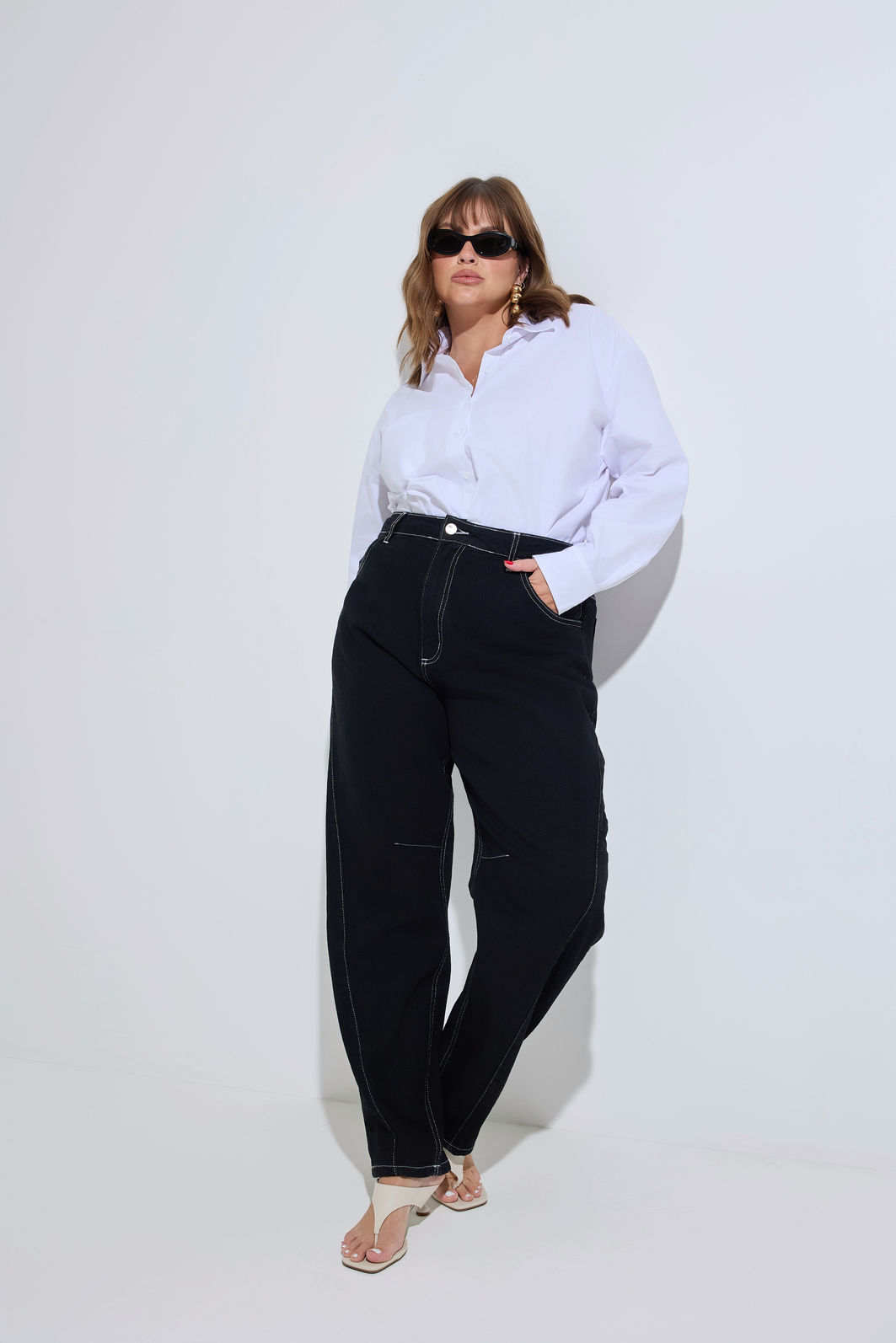 Calça Jeans Reta Plus Size Isabella Black